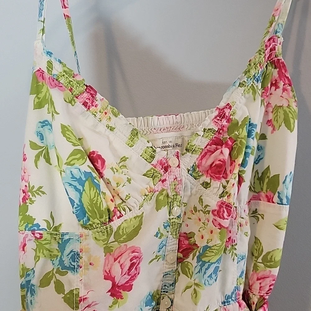 Abercrombie & Fitch mini floral dress vintage smocked belted